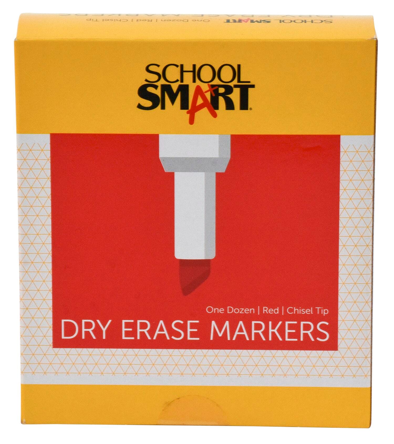 School Smart Dry Erase Markers, Chisel Tip, Low Odor, Red, Pack of 12 1400753